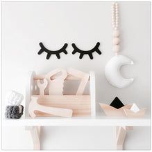 1 Pair Cute wood eyelash wall ornament home Home Furnishing baby room pose decorative Sleepy eyes wooden ornaments kids present