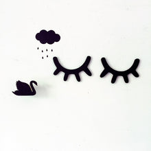 1 Pair Cute wood eyelash wall ornament home Home Furnishing baby room pose decorative Sleepy eyes wooden ornaments kids present