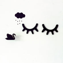 1 Pair Cute wood eyelash wall ornament home Home Furnishing baby room pose decorative Sleepy eyes wooden ornaments kids present