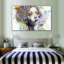 1 Piece Modern Wall Art Girl With Flowers Unframed Canvas Painting For Home Bedroom Art Wall Decoration Wall Pictures LZ003