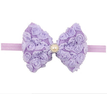 12Clrs Fashion children kids Baby girls Pearl & 2-layer Rose Flowers Bowknot Headband Headwear Hair Band Head Piece Accessories