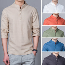 2017 Fashion Long sleeve Men's shirts male casual Linen shirt men Brand Plus size Asian size camisas DX366
