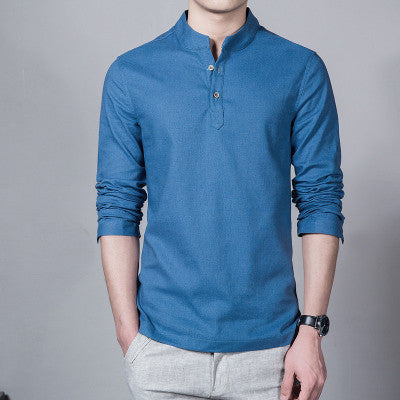 2017 Fashion Long sleeve Men's shirts male casual Linen shirt men Brand Plus size Asian size camisas DX366