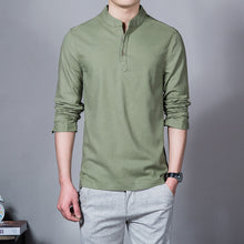 2017 Fashion Long sleeve Men's shirts male casual Linen shirt men Brand Plus size Asian size camisas DX366