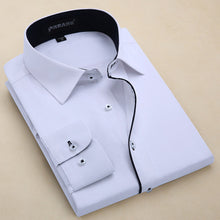 2017 Men's Placket Inner Contrast Dress Shirts Regular Fit Business Casual Long-sleeved Plaid Striped/Twill Shirt For Work Wear