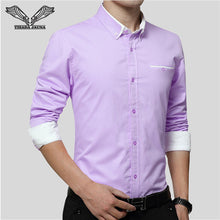 2017 New Spring Brand Men Shirts Business Long Sleeve Turn-down Collar 100% Cotton Male Shirt Slim Fit Popular Designs N837