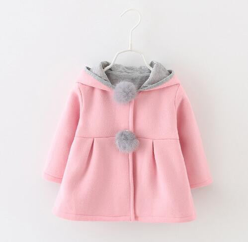 2017 Spring and Autumn Baby Girls Infants Kids Ball Cute Rabbit Hooded Princess Jacket Coats Outwears Christmas Gifts Roupas