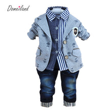 2017 new fashion baby winter clothing for 3 pcs boy clothes suits with polo shirts cotton jeans pant sets