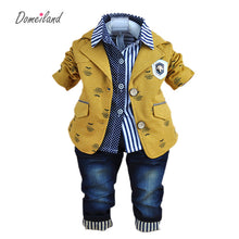 2017 new fashion baby winter clothing for 3 pcs boy clothes suits with polo shirts cotton jeans pant sets