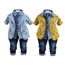 2017 new fashion baby winter clothing for 3 pcs boy clothes suits with polo shirts cotton jeans pant sets