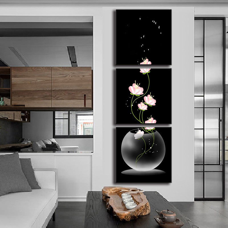 3 Pcs/Set Abstract Art Modern Wall Paintings FLowers Porch Vertical Decorative Picture Wall Art Top Home Decoration