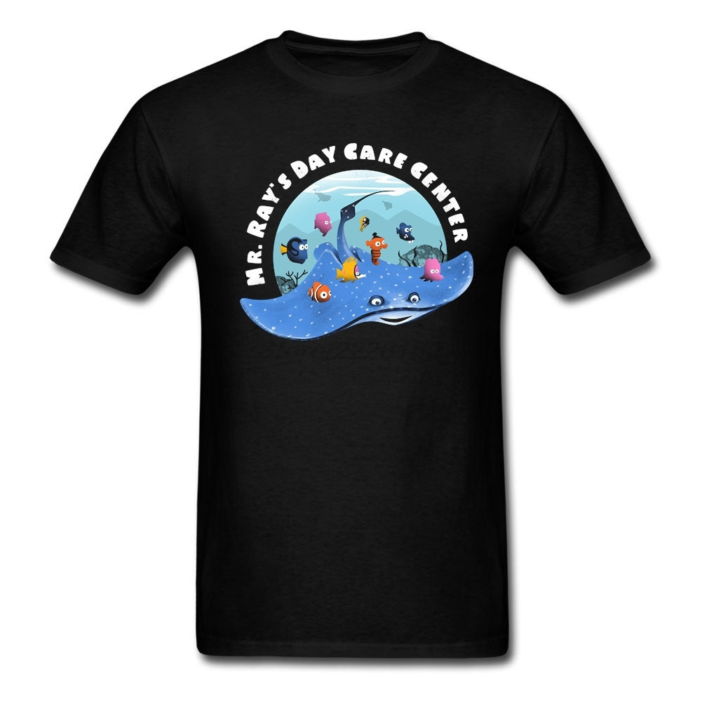 25th april--Mr. Ray's Day Care Men 80s Shirts  Christmas Day Screen Print tshirts man Feminina Round Collar